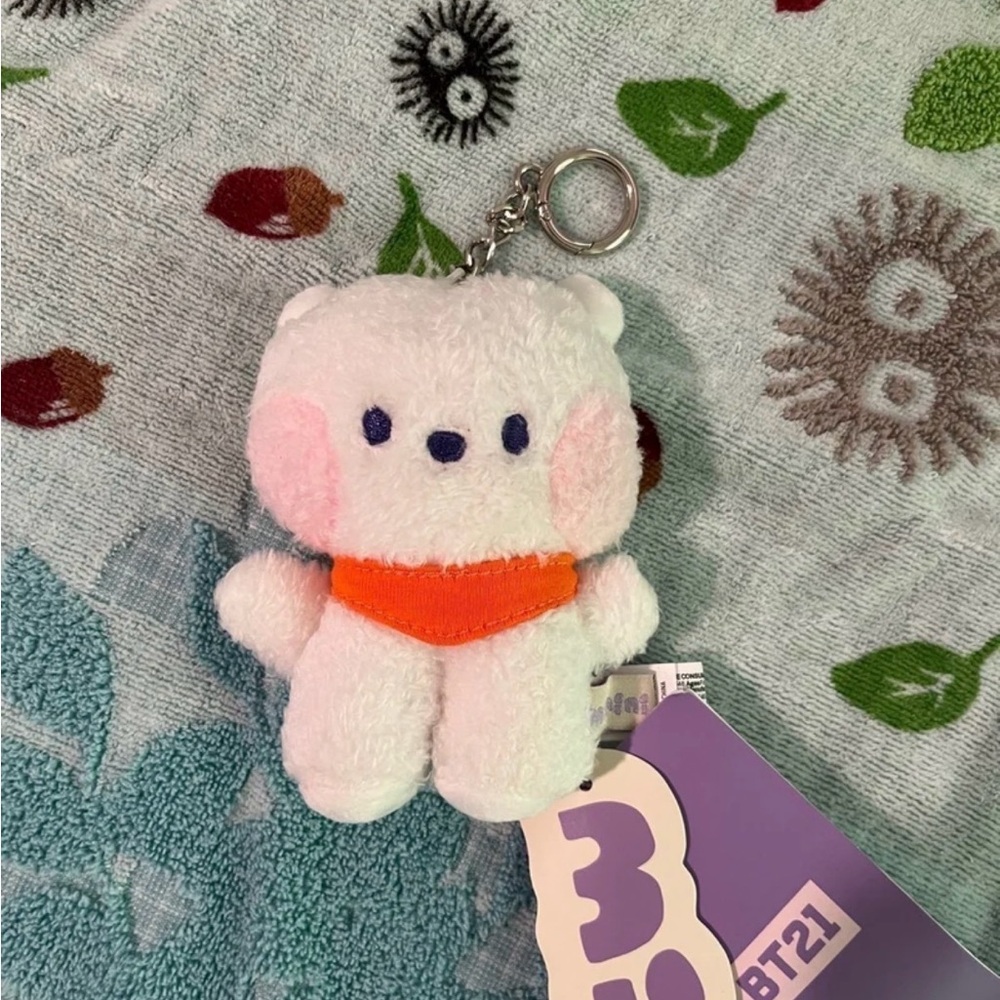 Cute BT21 RJ Plush Keychain with Orange Scarf